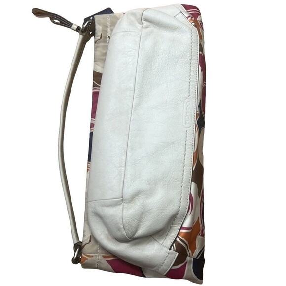 COACH SIGNATURE PARK SCARF PRINT SATIN AND LEATHER HOBO BAG‎ - Picture 5 of 9